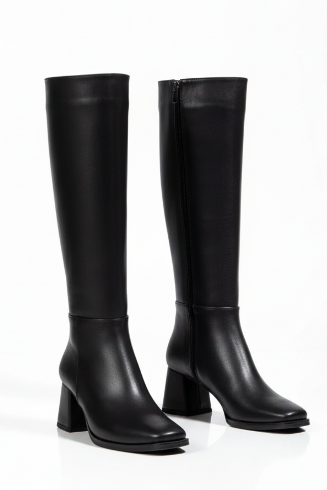 Selora Kadın Siyah Fermuarlı Topuklu Çizme