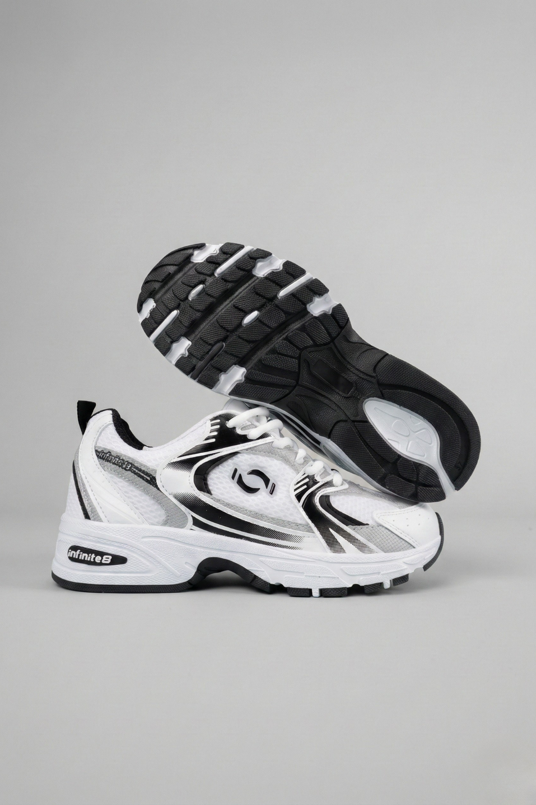 Argento Kadın Triko Desen Beyaz Siyah Spor Ayakkabı