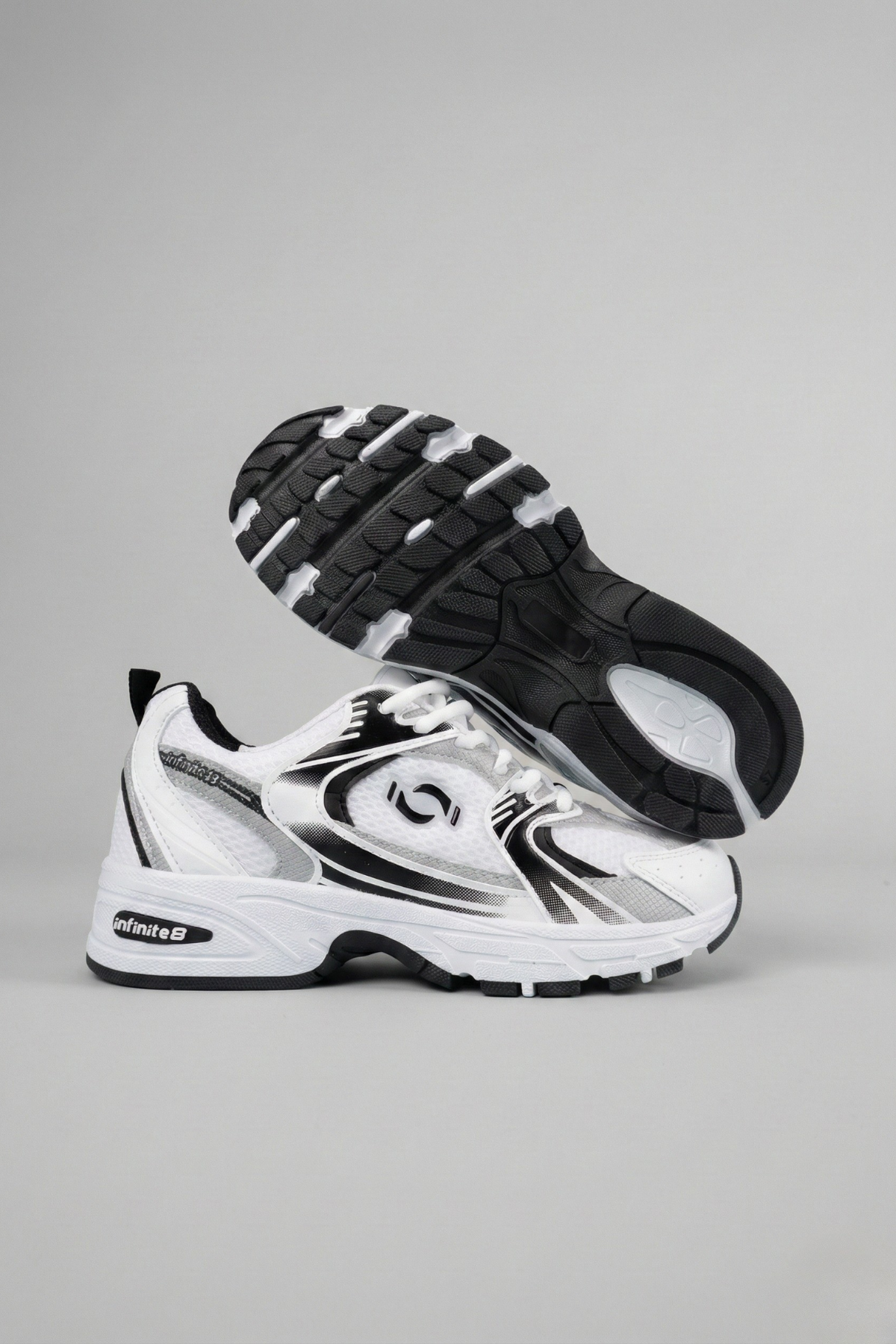 Argento Kadın Triko Desen Beyaz Siyah Spor Ayakkabı