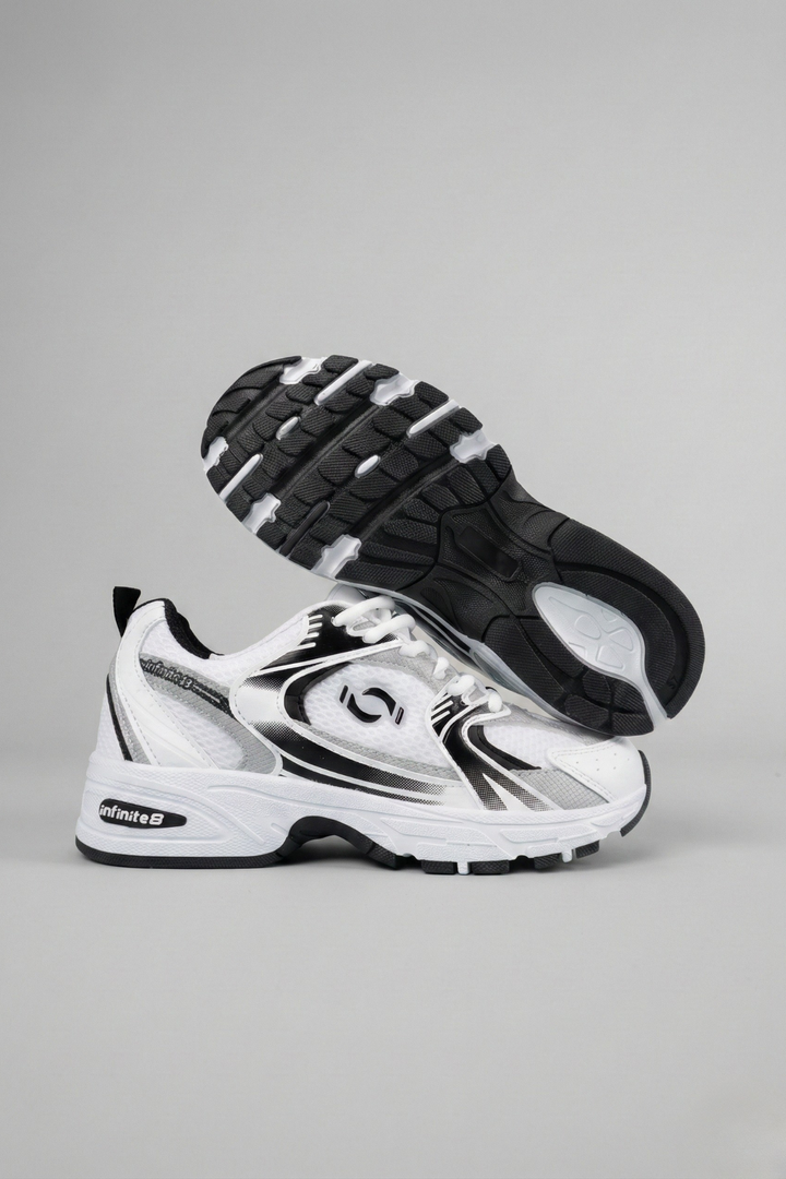 Argento Kadın Triko Desen Beyaz Siyah Spor Ayakkabı