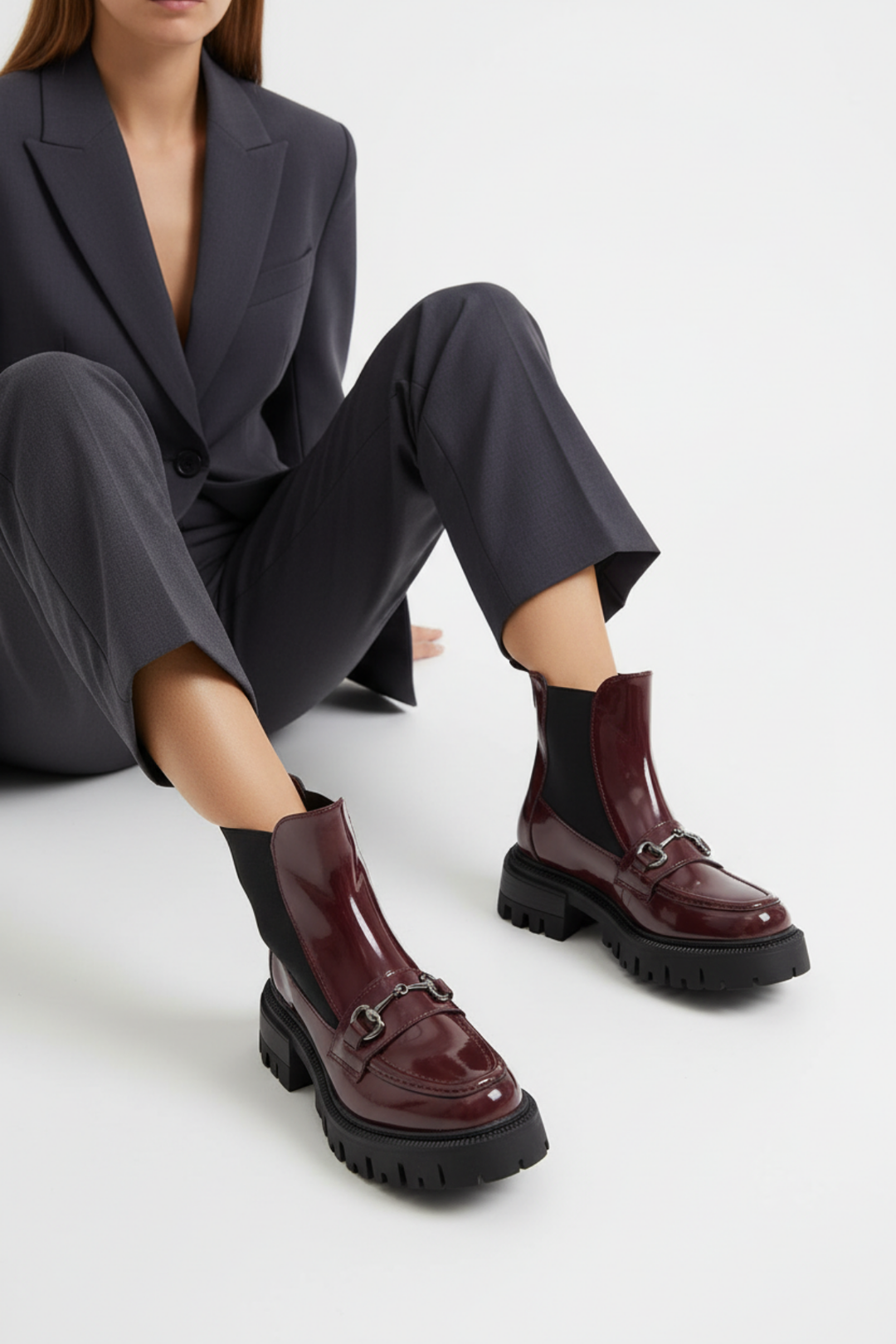 Mephen Kadın Bilekten Lastikli Rugan Bordo Bot