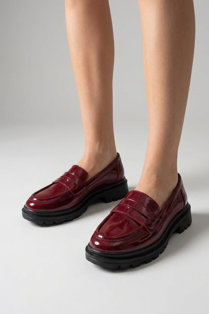 Narli Kadın Bordo Rugan Kalın Tabanlı Oxford Ayakkabı