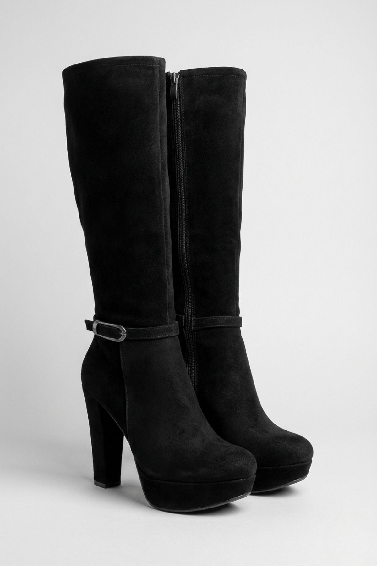 Tekja Kadın Siyah Süet Topuklu Çizme