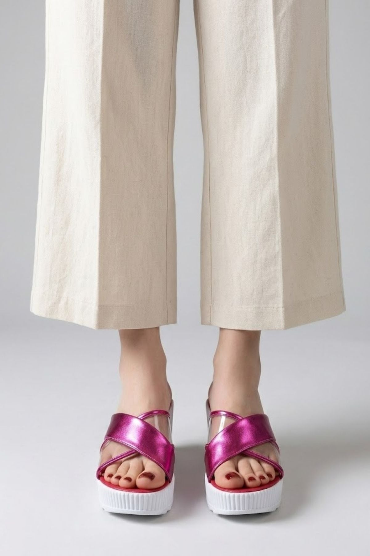 Pamela Kadın Fuşya Dolgu Topuklu Terlik