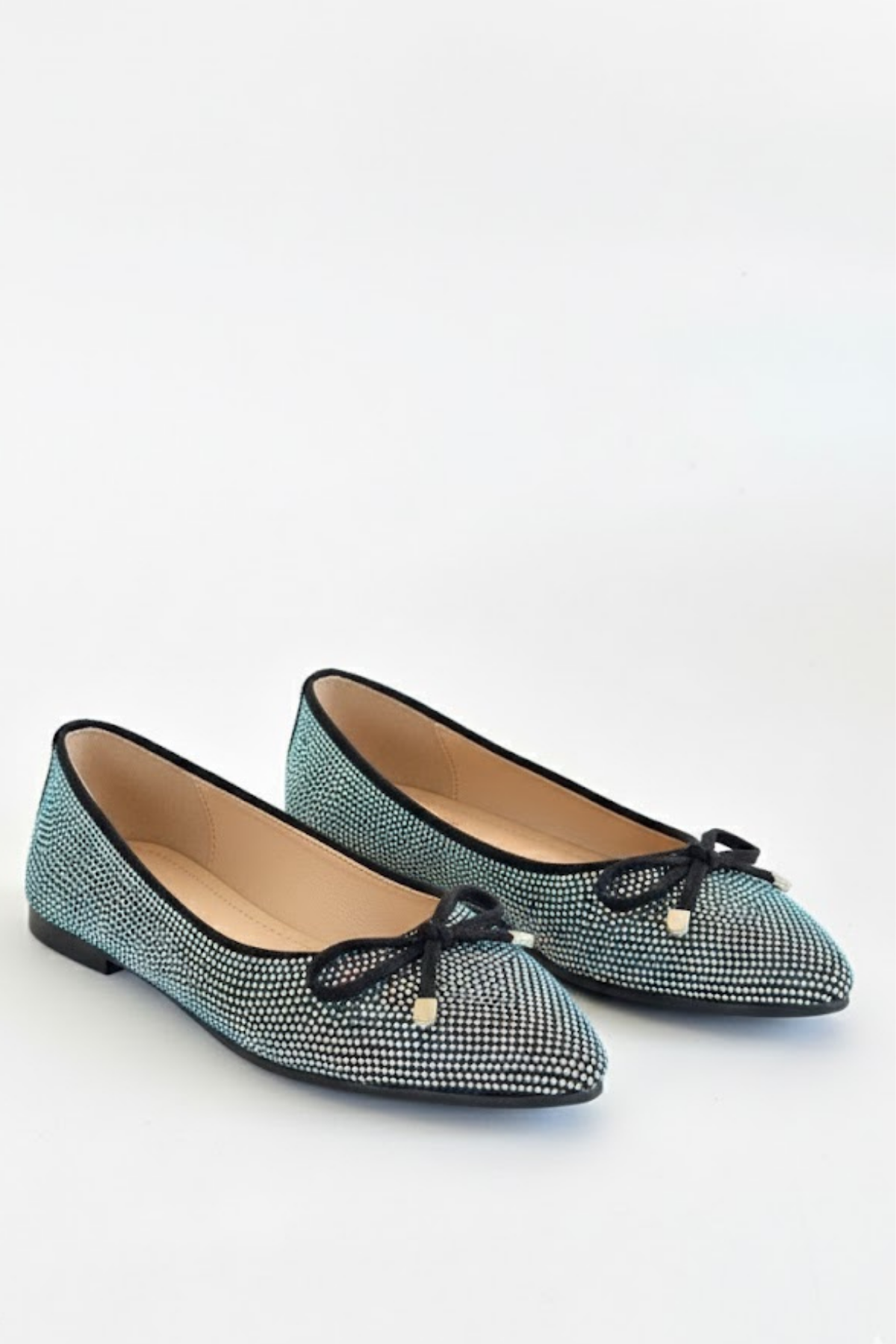 Sarra Kadın Siyah Saten İşlemeli Babet Ayakkabı