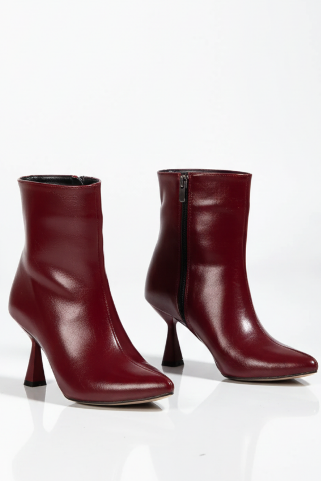 Rosven Kadın Bordo Rugan Kırışık Dokulu Kare Topuk Bot