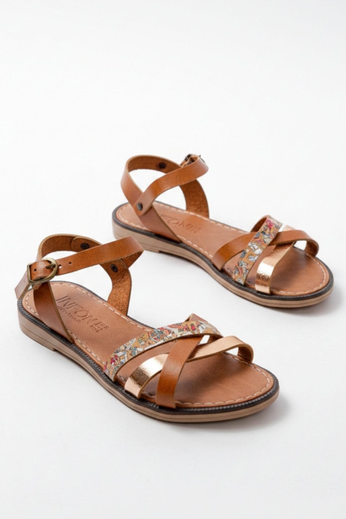 Camerus Taba Garni Hakiki Deri Kadın Sandalet