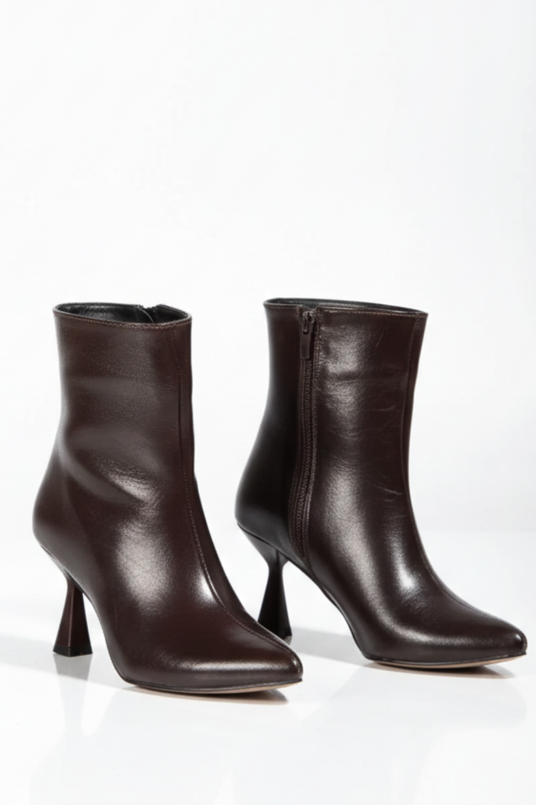 Rosven Kadın Kahve Rugan Kırışık Dokulu Kare Topuk Bot