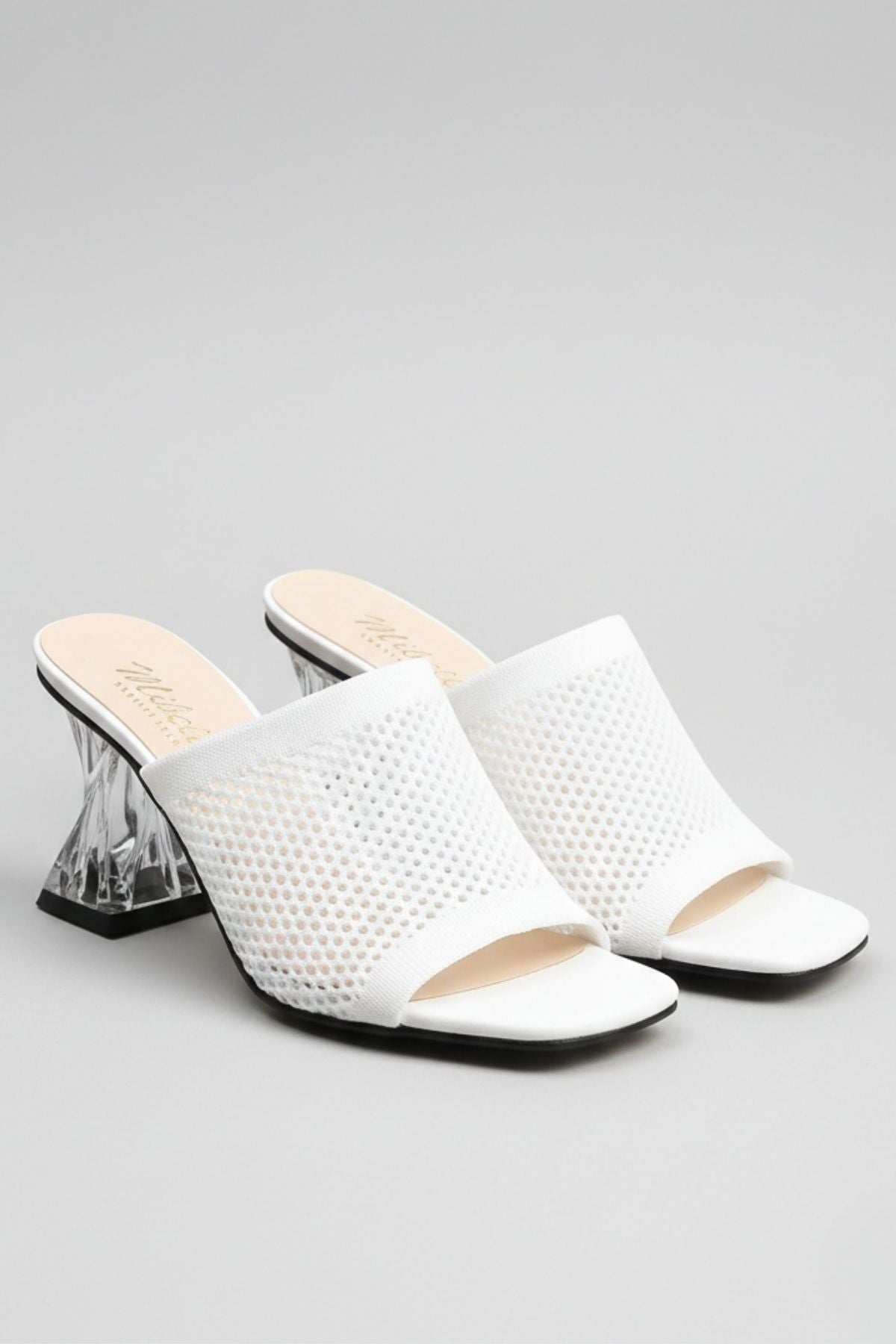 Akva Kadın Beyaz Şeffaf Topuklu Terlik