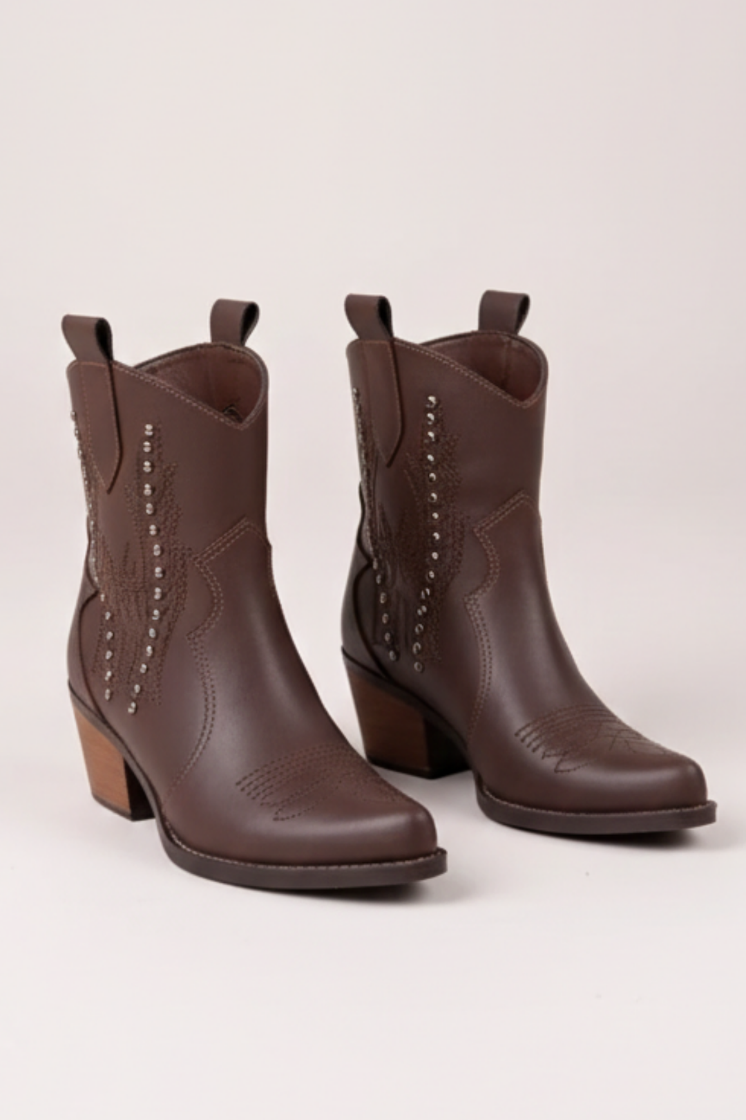 Matin Kadın Acı Kahve Taş Detaylı Kalın Topuk Bot