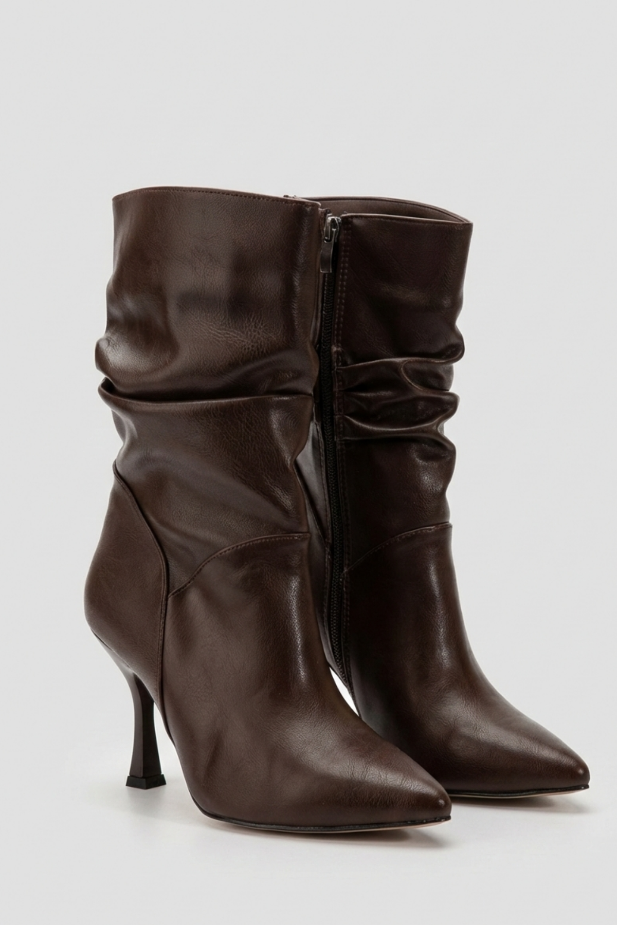 Admete Kadın Kahve Körüklü Yüksek İnce Topuklu Bot