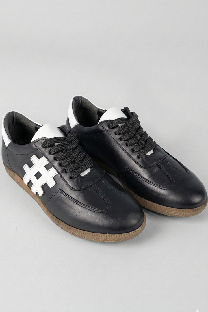 Maddo Kadın Hakiki Deri Siyah Beyaz Spor Ayakkabı