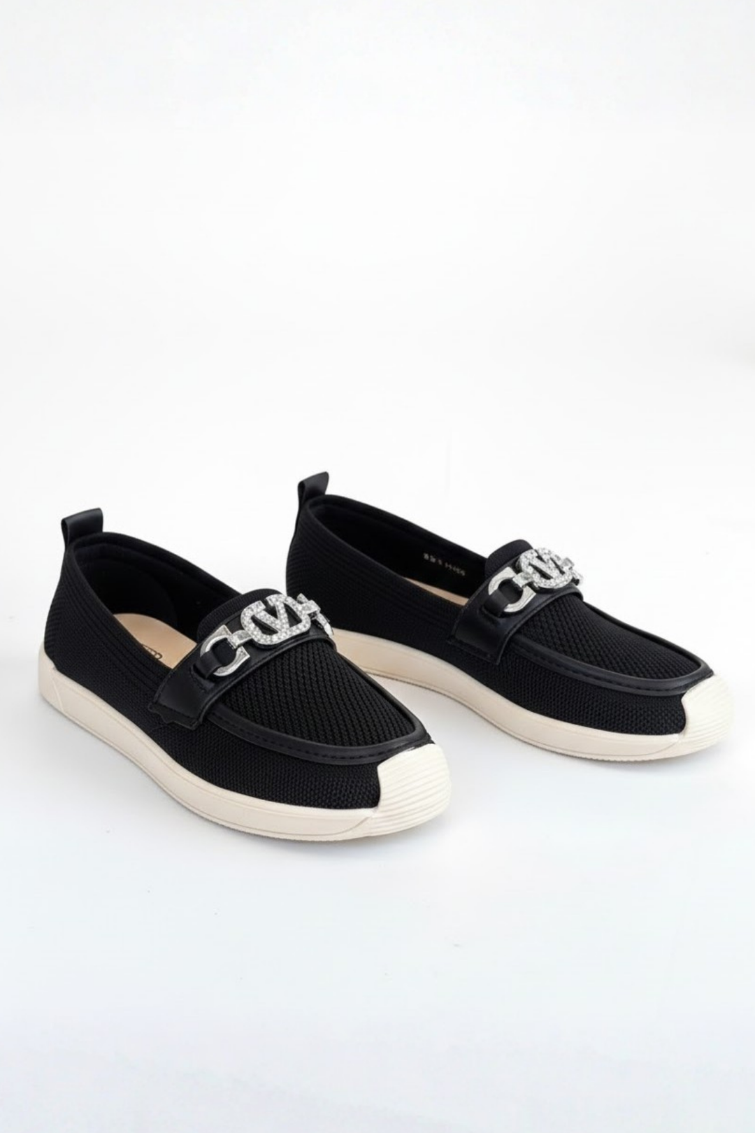 Wata Kadın Siyah Örgü Dokulu Babet Ayakkabı