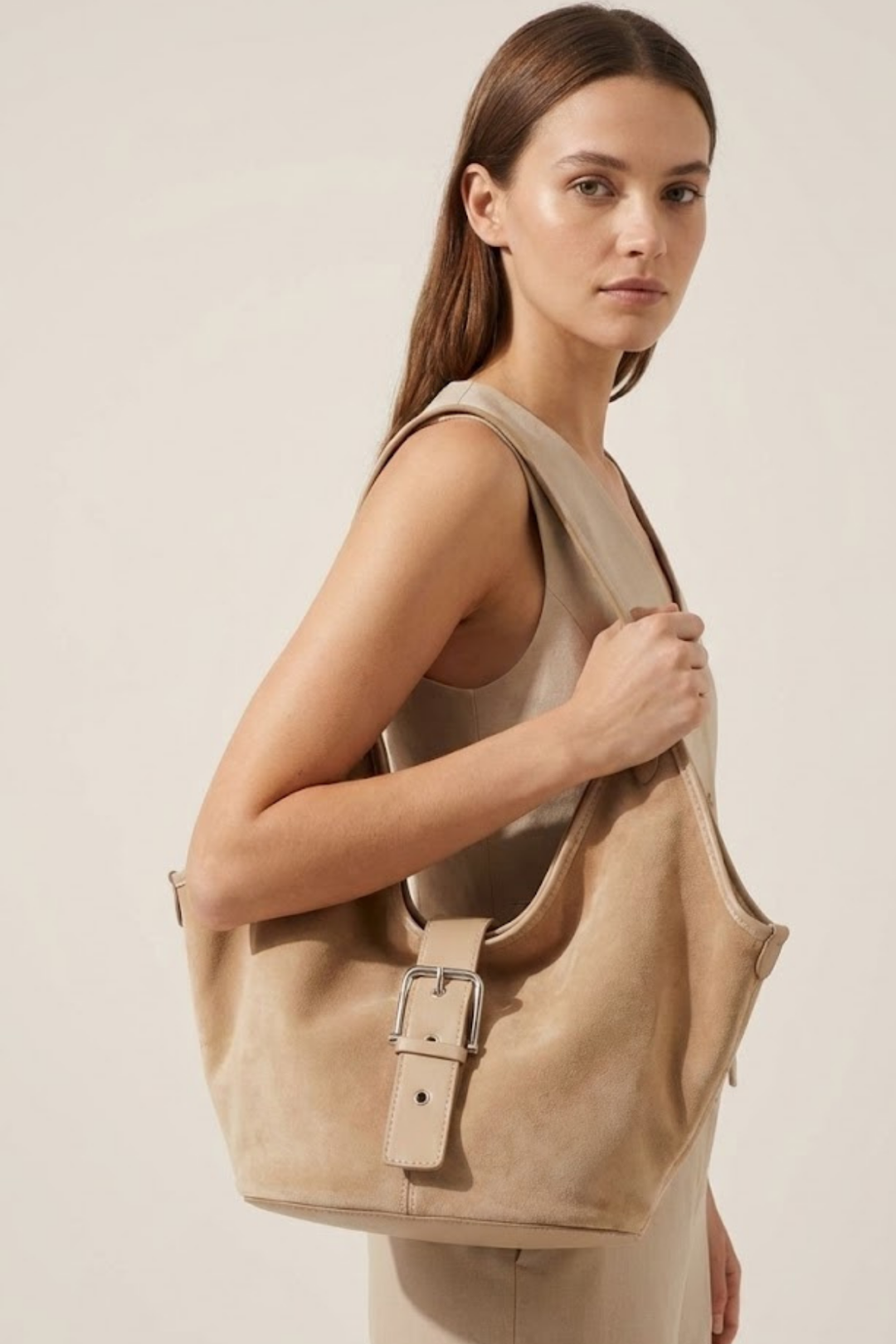 ZAHERA Kadın Hakiki Süet Deri Omuz Çantası