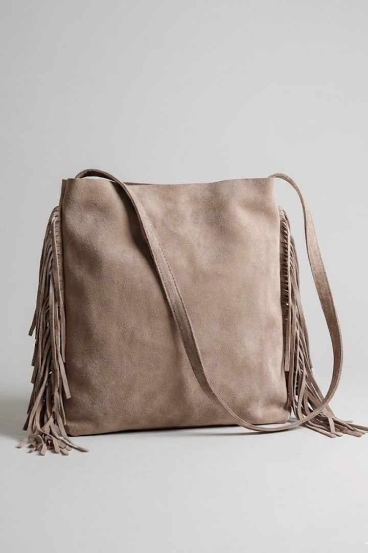 Belona Hakiki Süet Deri Kadın Omuz Çantası - Mini çanta hediyeli