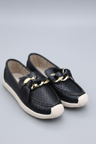 Riwan Kadın Siyah Zincir Detaylı Babet Ayakkabı