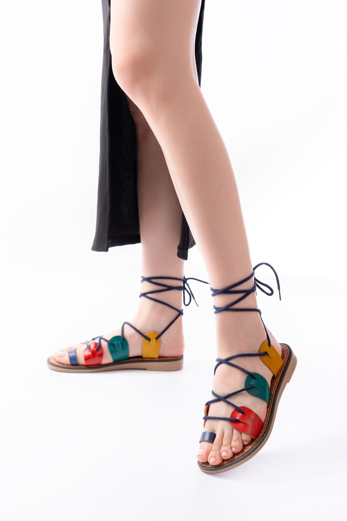 Evesty Multi Bilekten Bağlamalı Hakiki Deri Kadın Sandalet