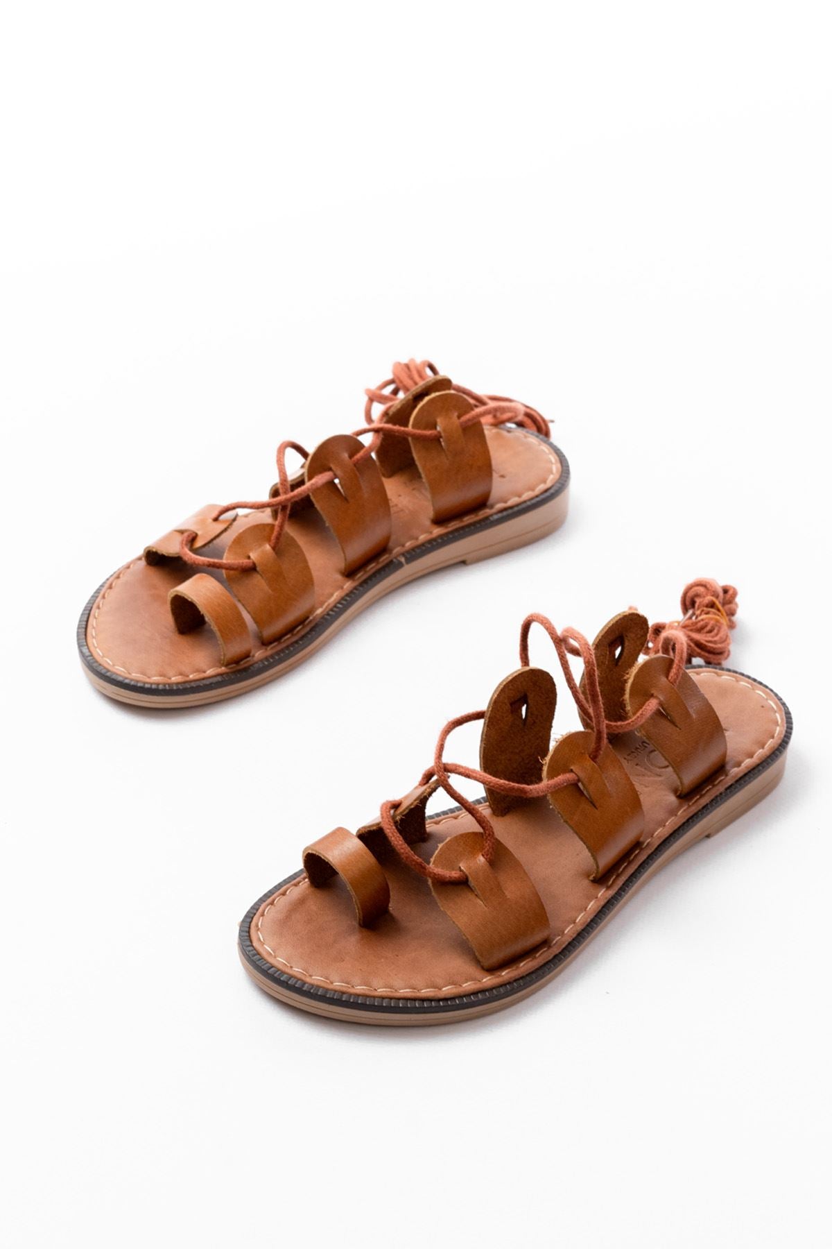 Evesty  Taba Bilekten Bağlamalı Hakiki Deri Kadın Sandalet