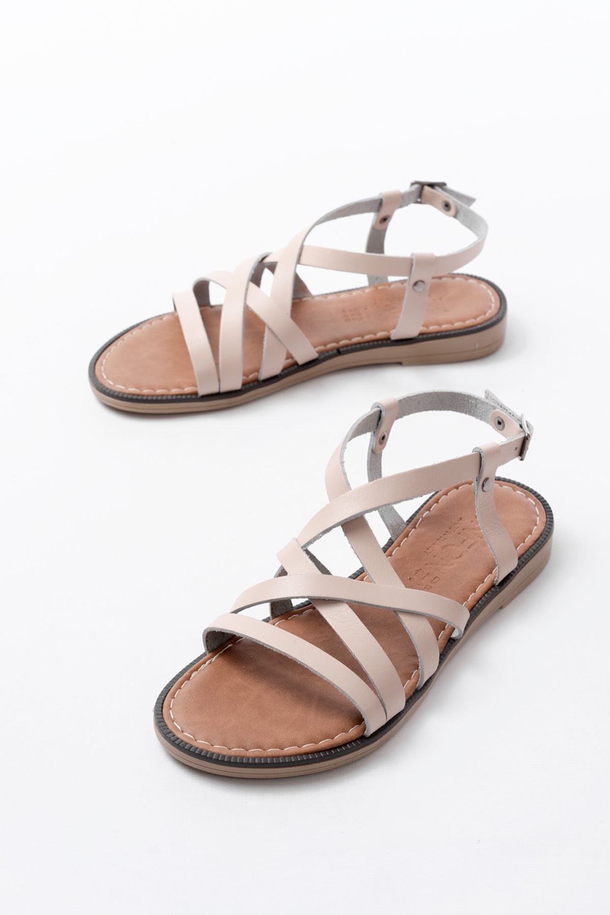 Cernia Bej Hakiki Deri Kadın Sandalet
