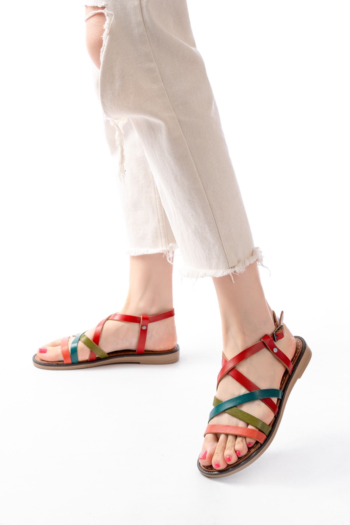 Cernia Multi Hakiki Deri Kadın Sandalet