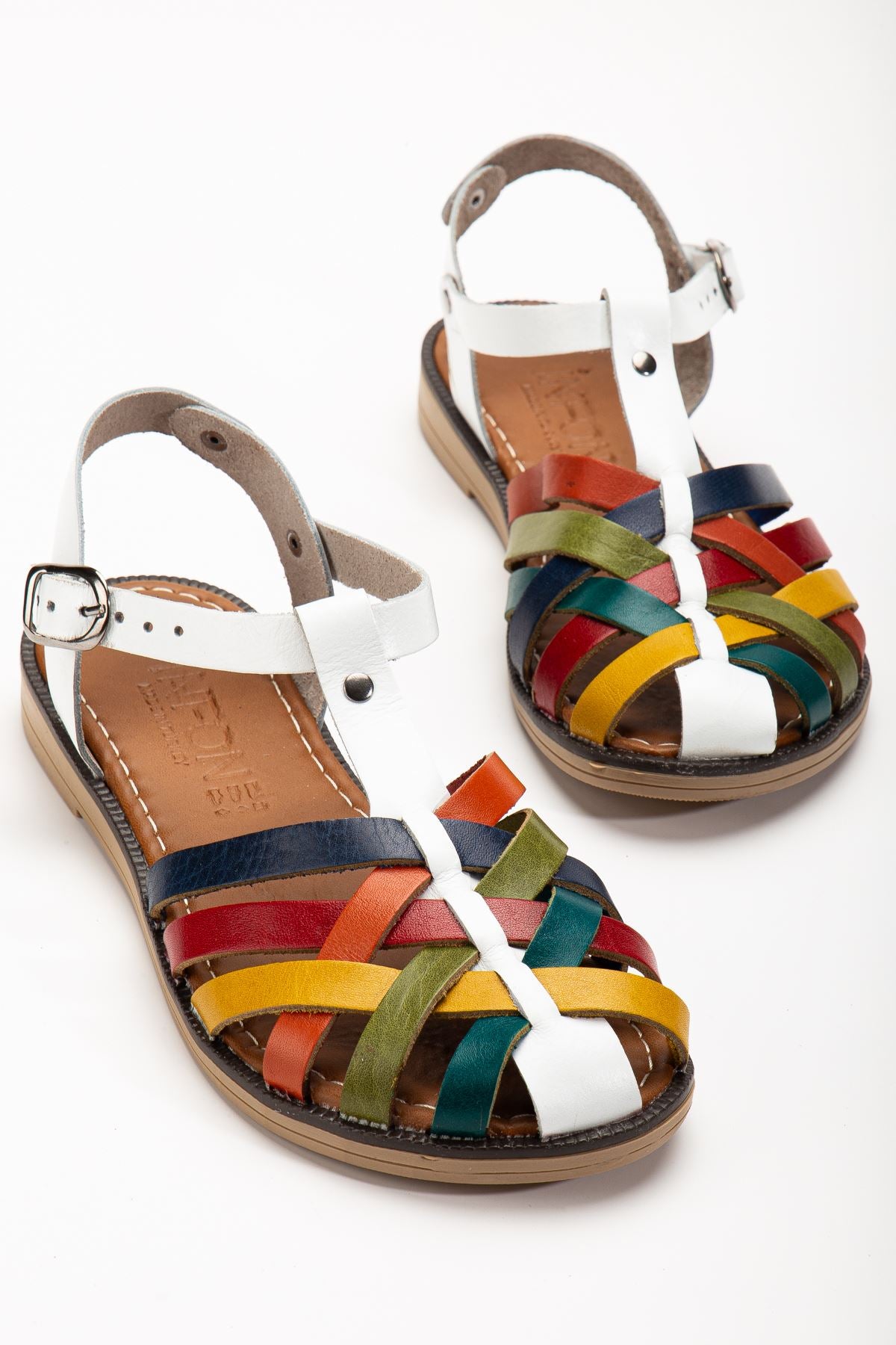 Matha Beyaz Multi Hakiki Deri Kadın Sandalet