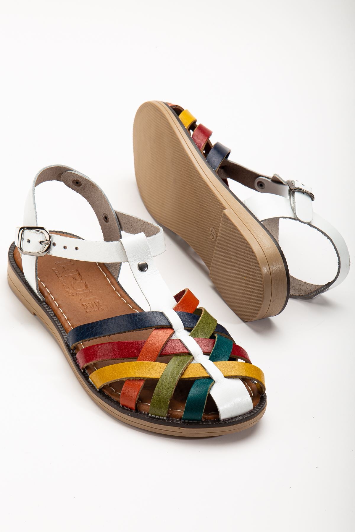 Matha Beyaz Multi Hakiki Deri Kadın Sandalet
