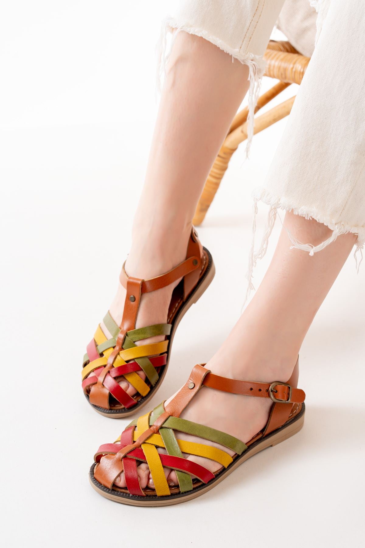 Matha Multi Hakiki Deri Kadın Sandalet