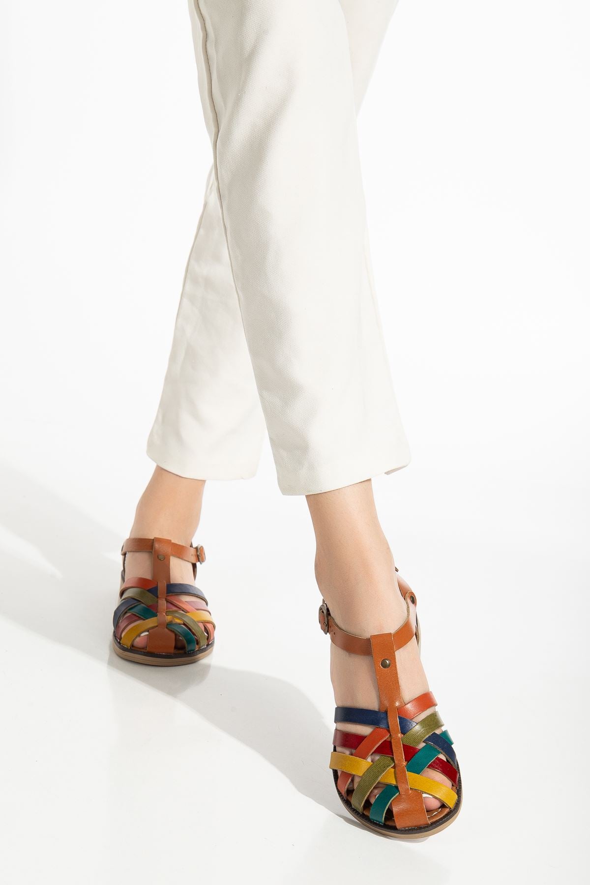 Matha Taba Multi Hakiki Deri Kadın Sandalet