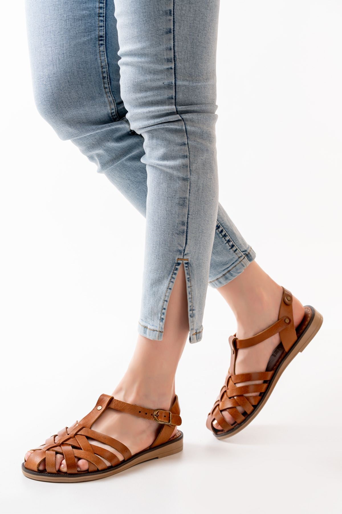 Matha Taba Hakiki Deri Kadın Sandalet