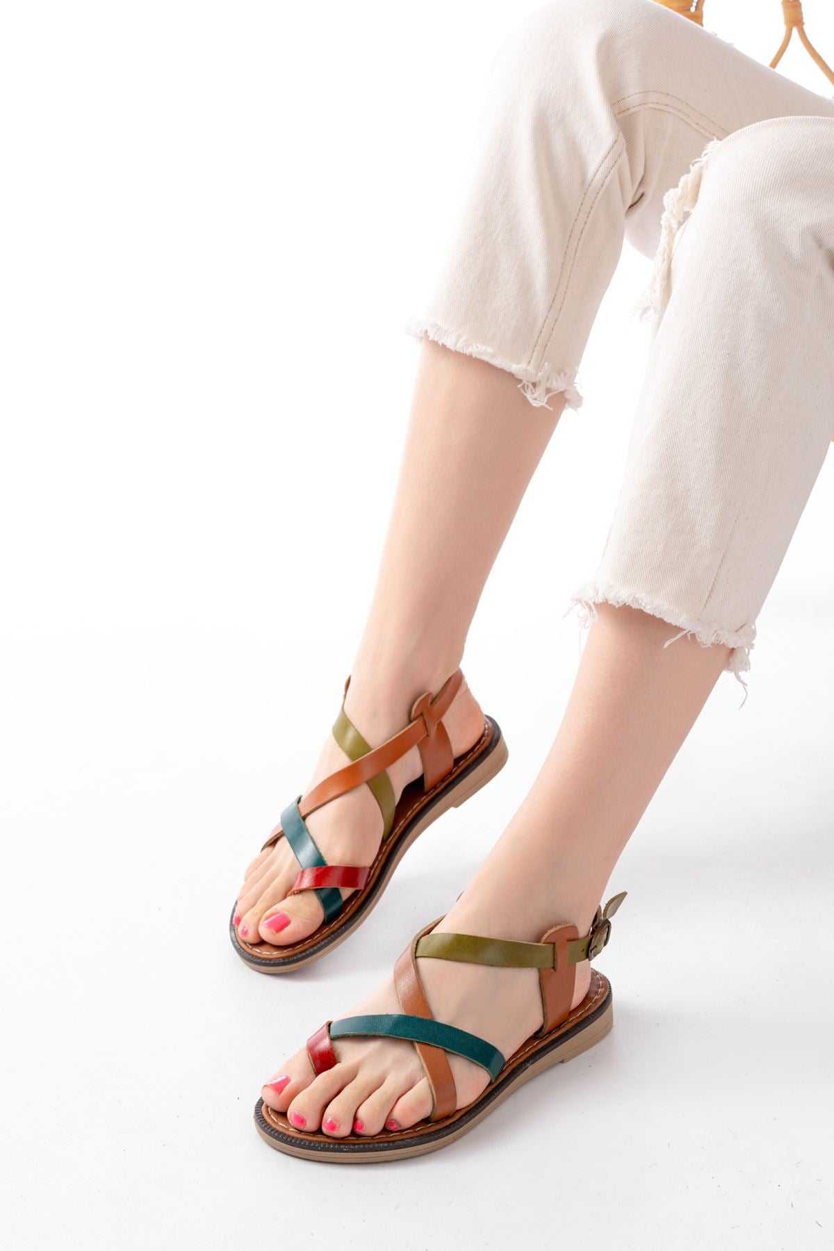 Ginery Multi Hakiki Deri Kadın Sandalet