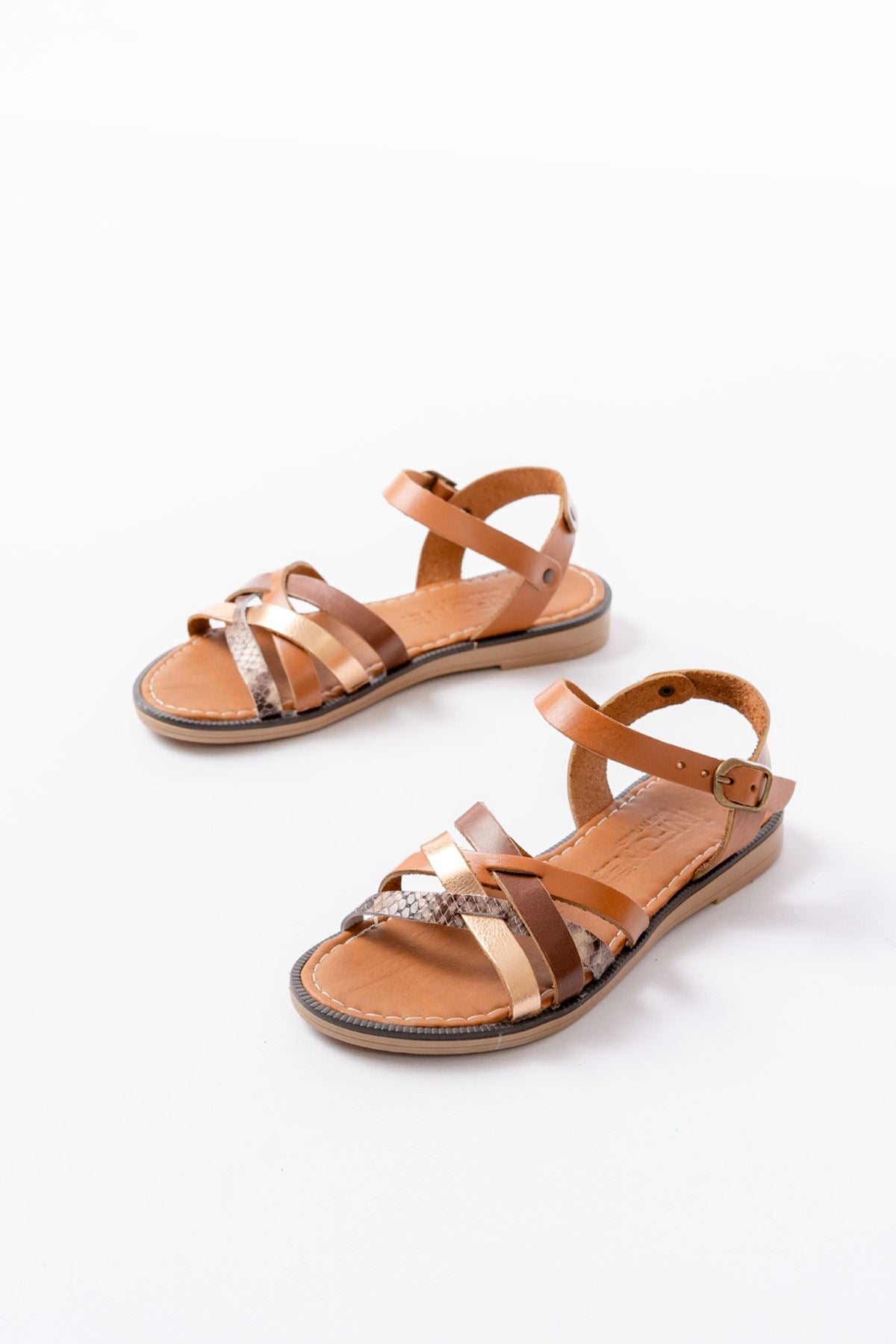 Jonsan Taba Garni Hakiki Deri Kadın Sandalet