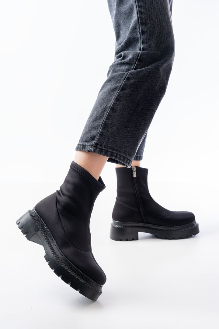 Tancez Siyah Dalgıç Fermuarlı Kadın Bot