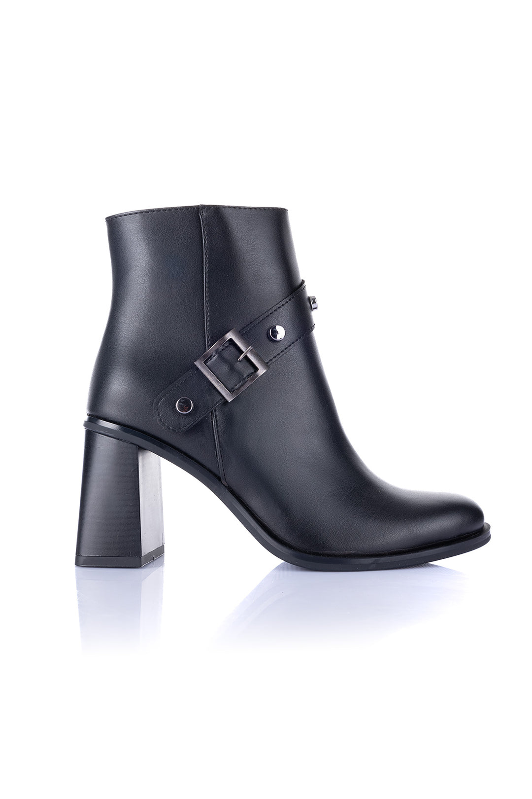 Potter Kadın Tokalı Kalın Topuklu Siyah Bot