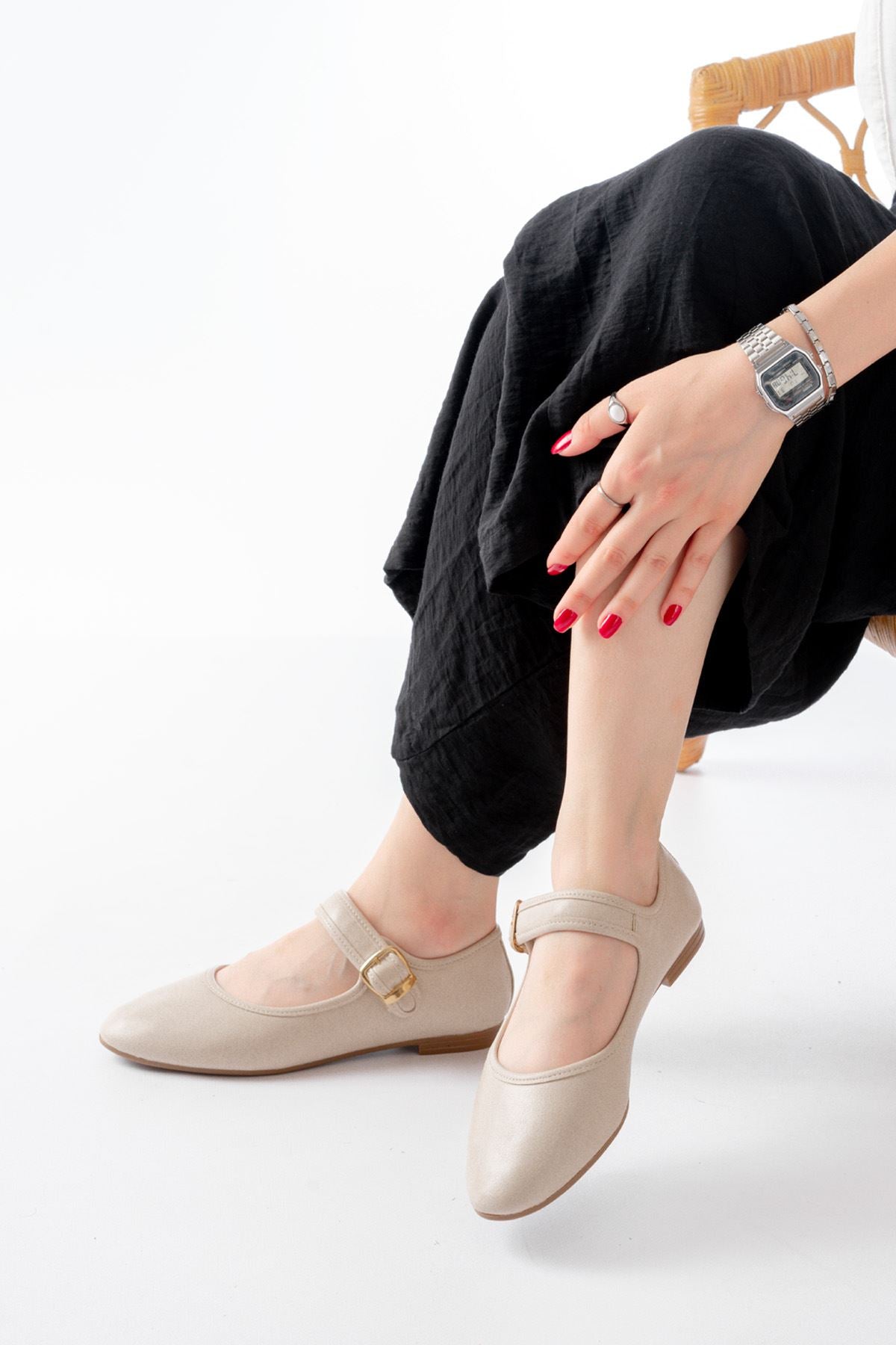 Darlave Bej Baretli Günlük Babet Ayakkabı