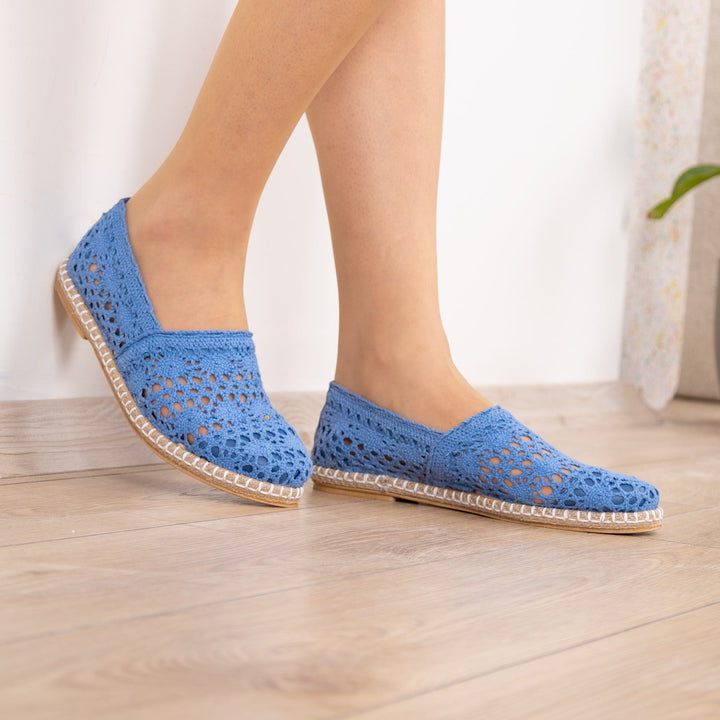Volis Mavi Dantel Kadın Espadril Ayakkabı