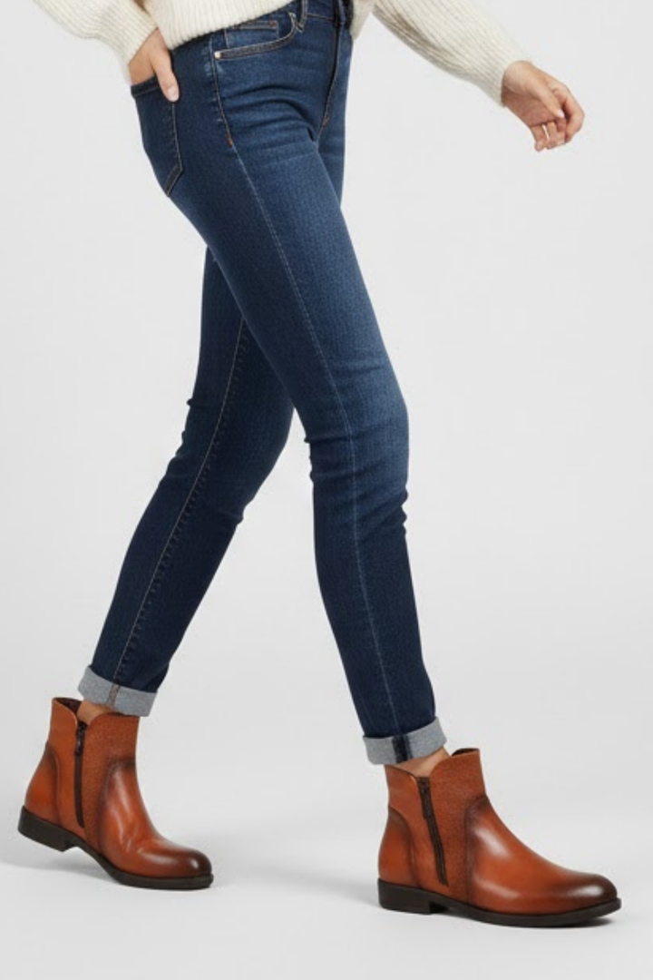 Rendo Kadın Hakiki Deri Çift Fermuarlı Taba Bot