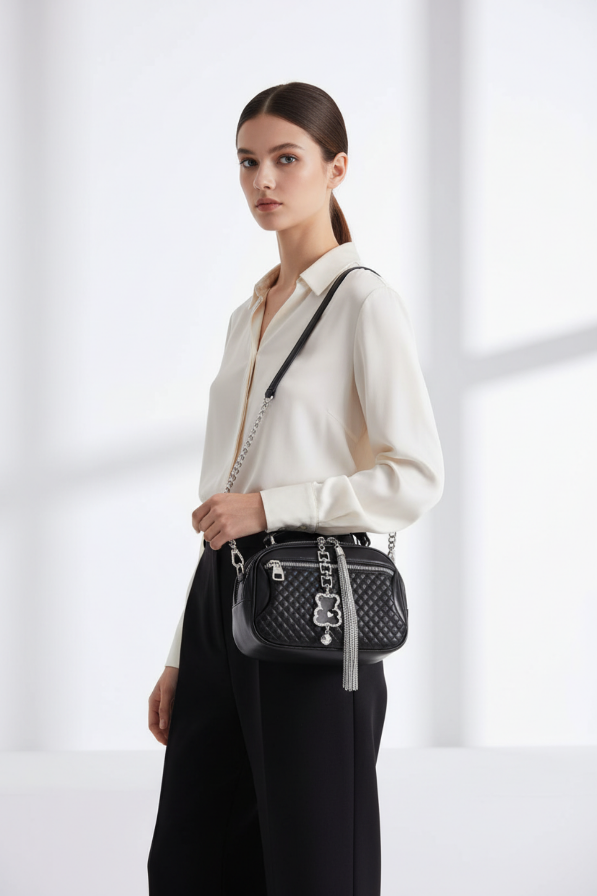 Henley Kadın Kapitone El Çantası ve Zincir Askılı Çapraz Çanta