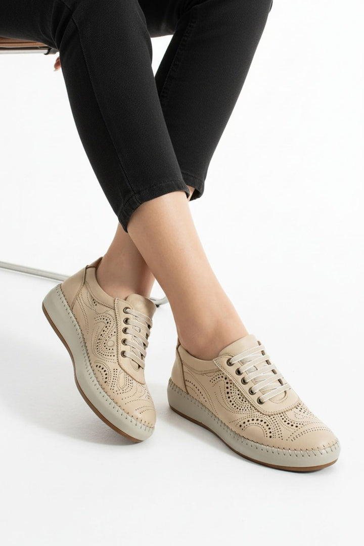 Ohen Kadın Hakiki Deri Bej Günlük Ayakkabı