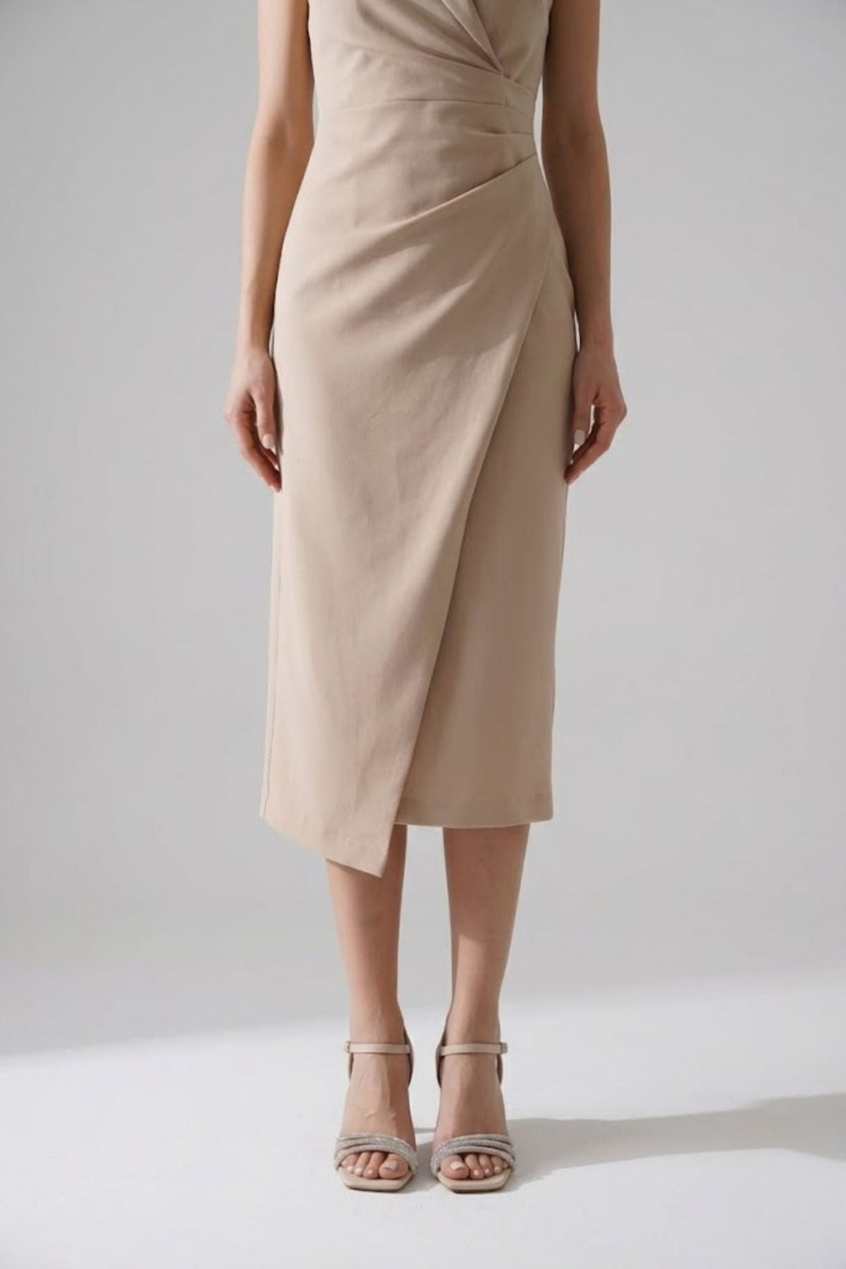 Karla Kadın Bej Taş Detaylı İnce Bantlı Sandalet