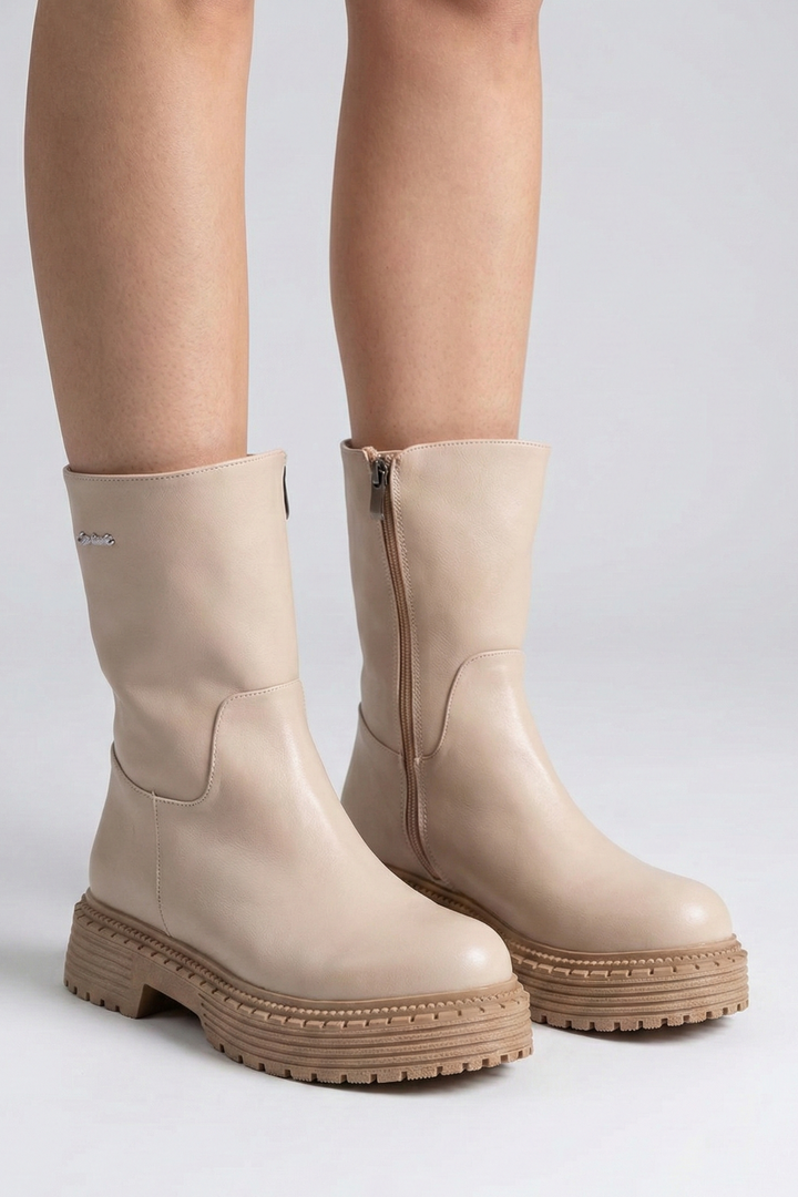 Pierre Cardin Anyek Kadın Kalın Tabanlı Bej Bot PC-52063