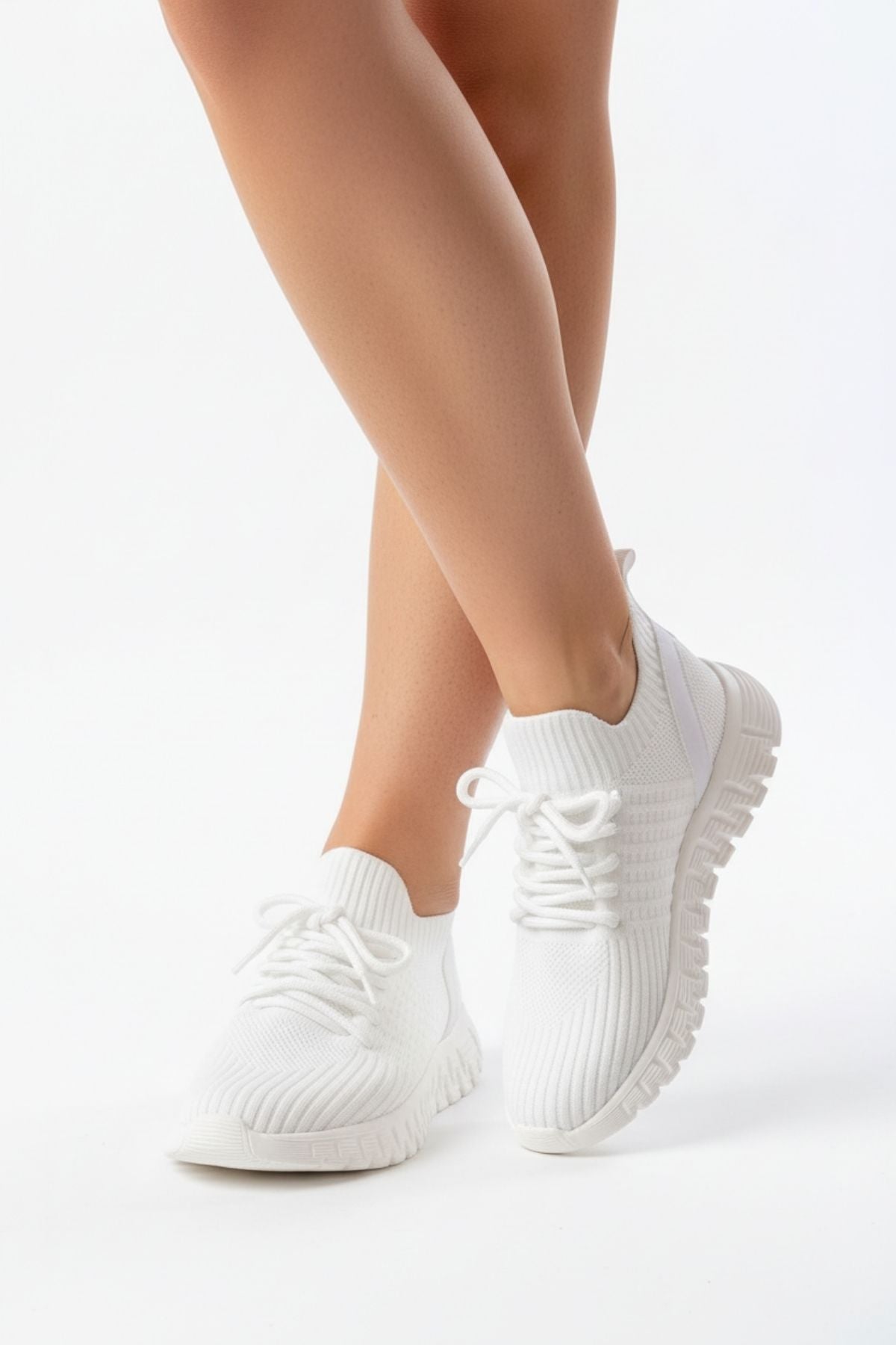 Mahaya Beyaz Bağcıklı Failon Taban Günlük Spor Ayakkabı