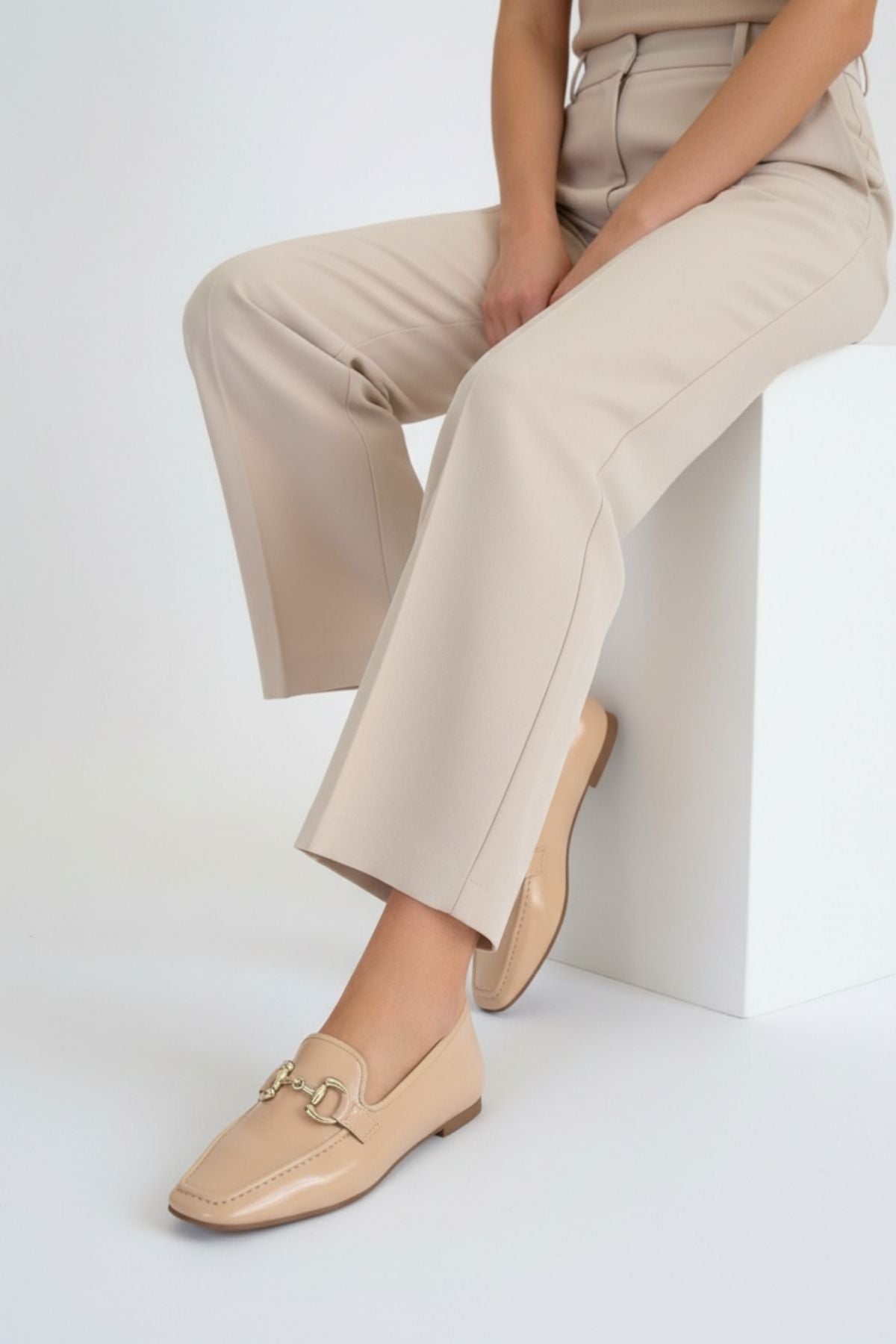 Guart Kadın Nude Rugan Tokalı Babet Ayakkabı