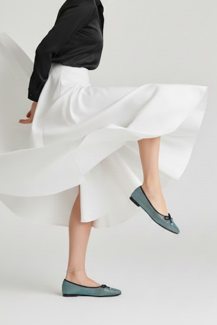 Sarra Kadın Siyah Saten İşlemeli Babet Ayakkabı