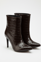 Mirelle Kadın Kahve Kroko Sivri Burun İnce Topuk Bot
