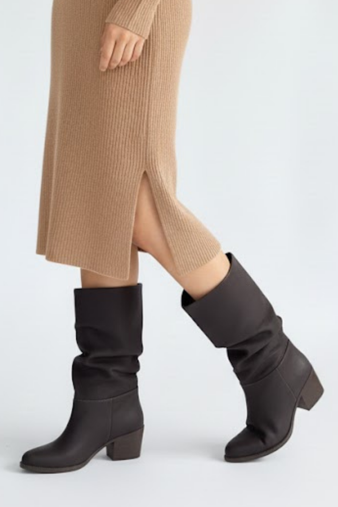 Yior Kadın Kahverengi Nubuk Körüklü Topuklu Bot