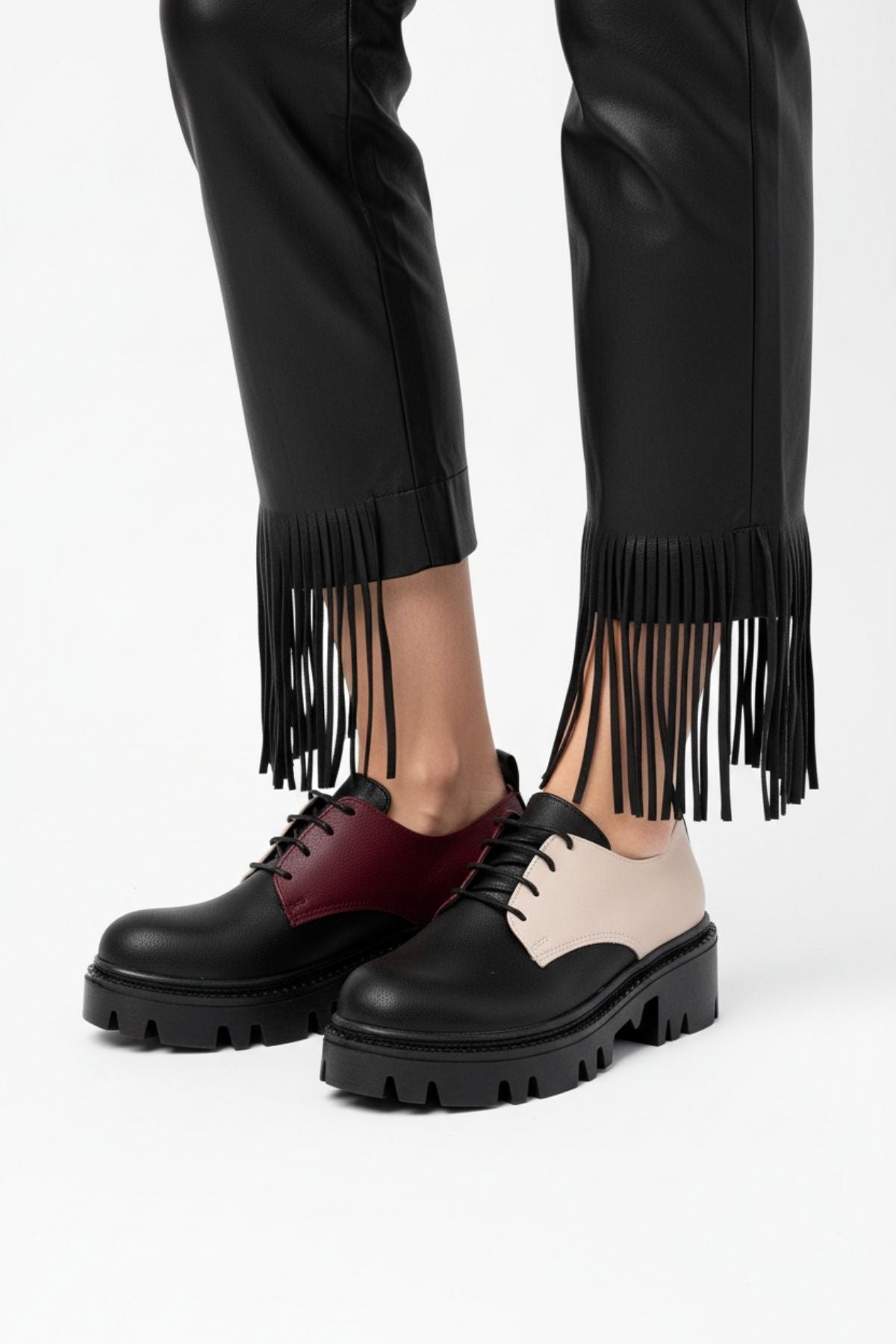 Apsely Siyah Garni Bağcıklı Günlük Yüksek Tabanlı Loafer Ayakkabı