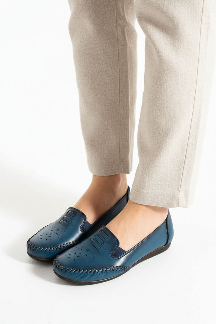 Near Kadın Hakiki Deri Mavi Günlük Ayakkabı