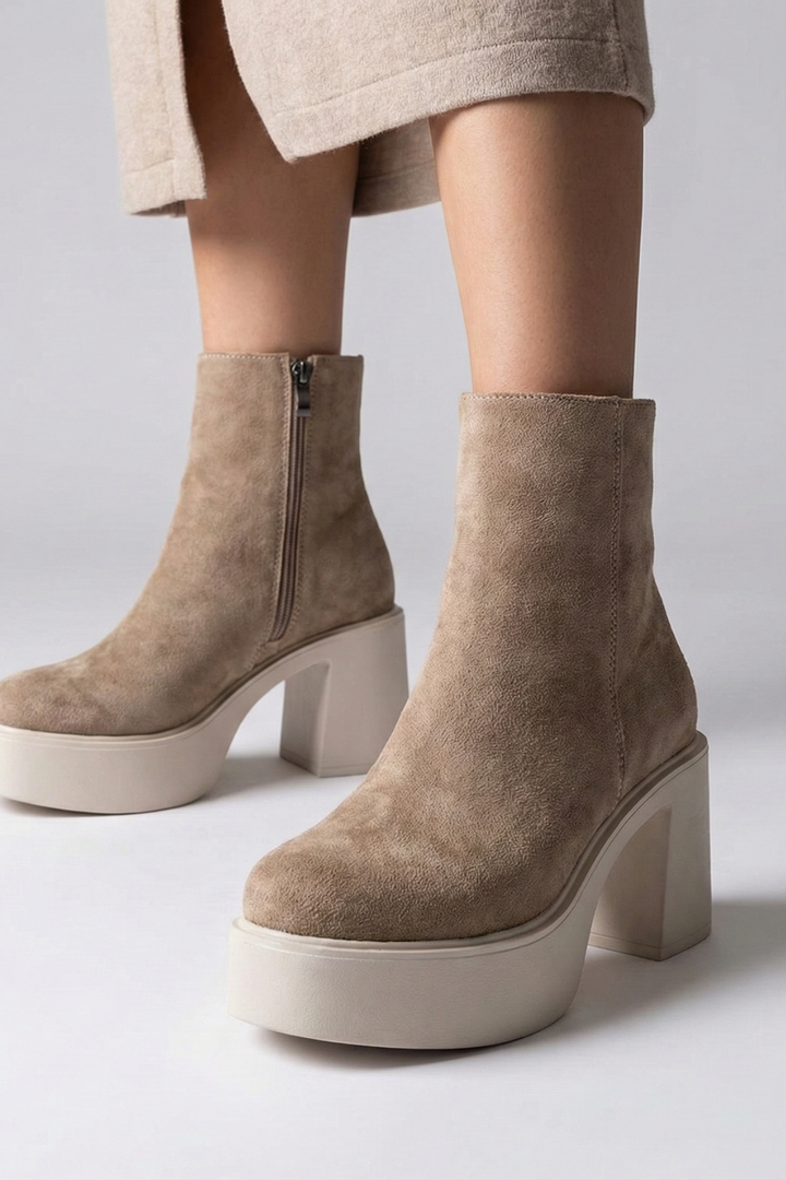 Feray Kadın Süet Vizon Topuklu Bot
