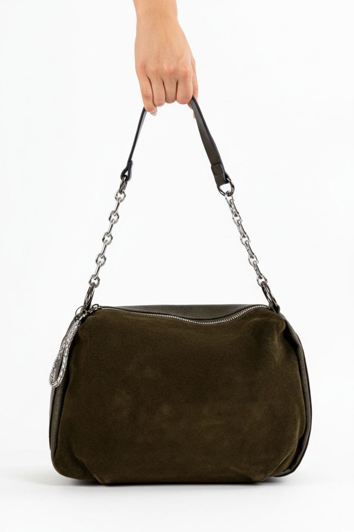 İnsigne Kadın Hakiki Süet Zincir Askılı Omuz Çantası ve Çapraz Çanta