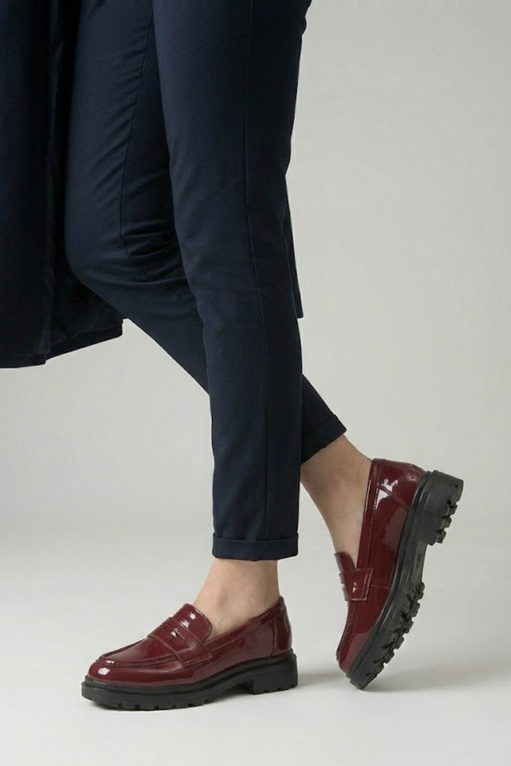 Narli Kadın Bordo Rugan Kalın Tabanlı Oxford Ayakkabı